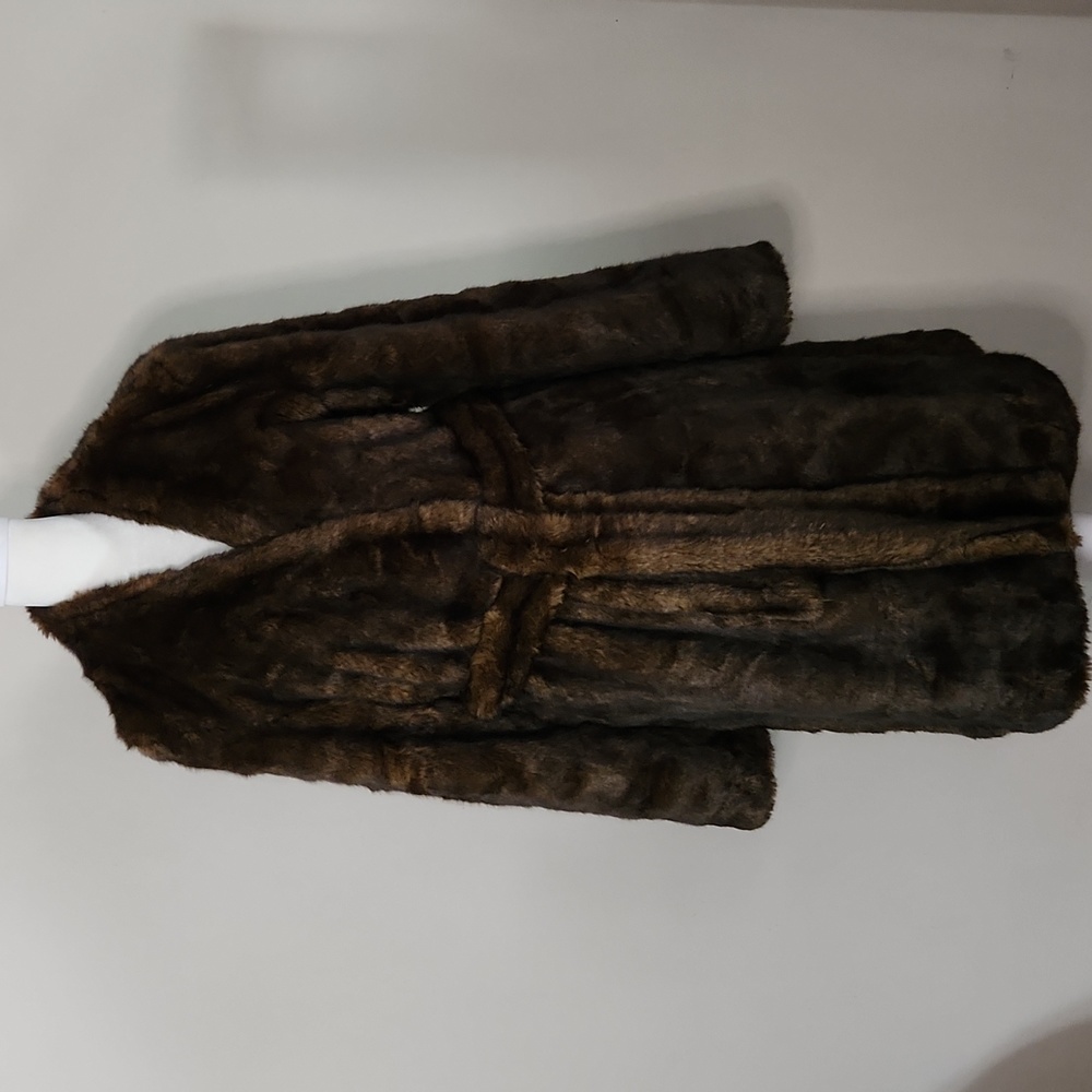 Nwt Frame Denim Faux Mink Long Wrap Coat - Picture 7 of 17